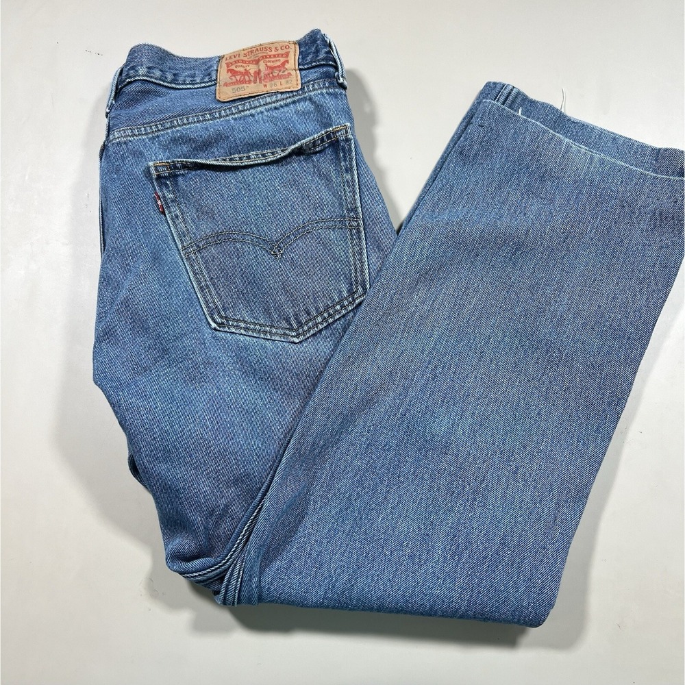 Levi's‎ 505 Mens Jeans 36x32 Have Been Hemmed Relaxed Fit Medium Wash Levis
